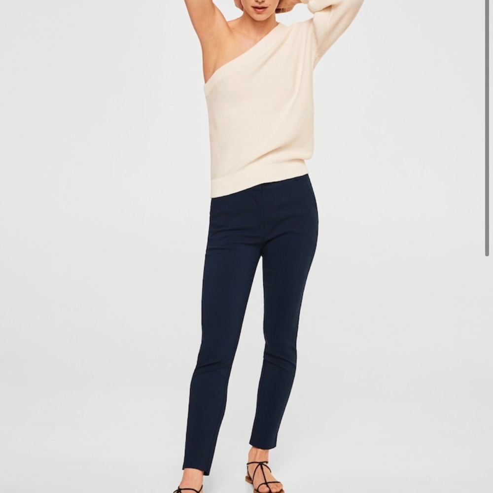 Navy Cropped Slim Fit Pants by Mango NWT size 2